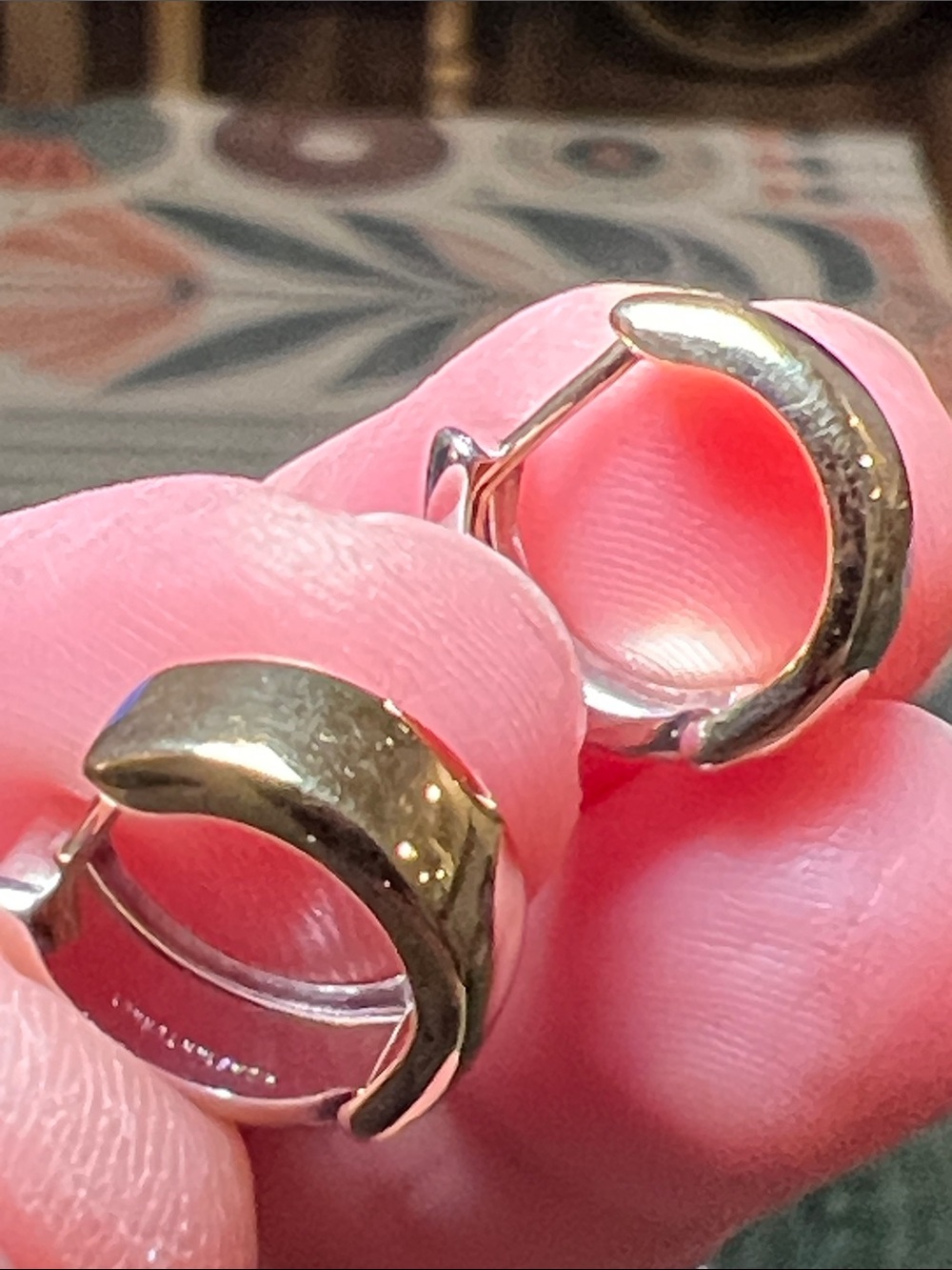 Classic 14k Solid Yellow Gold & White Gold Dual Tone Hinged Huggie Hoop Earrings